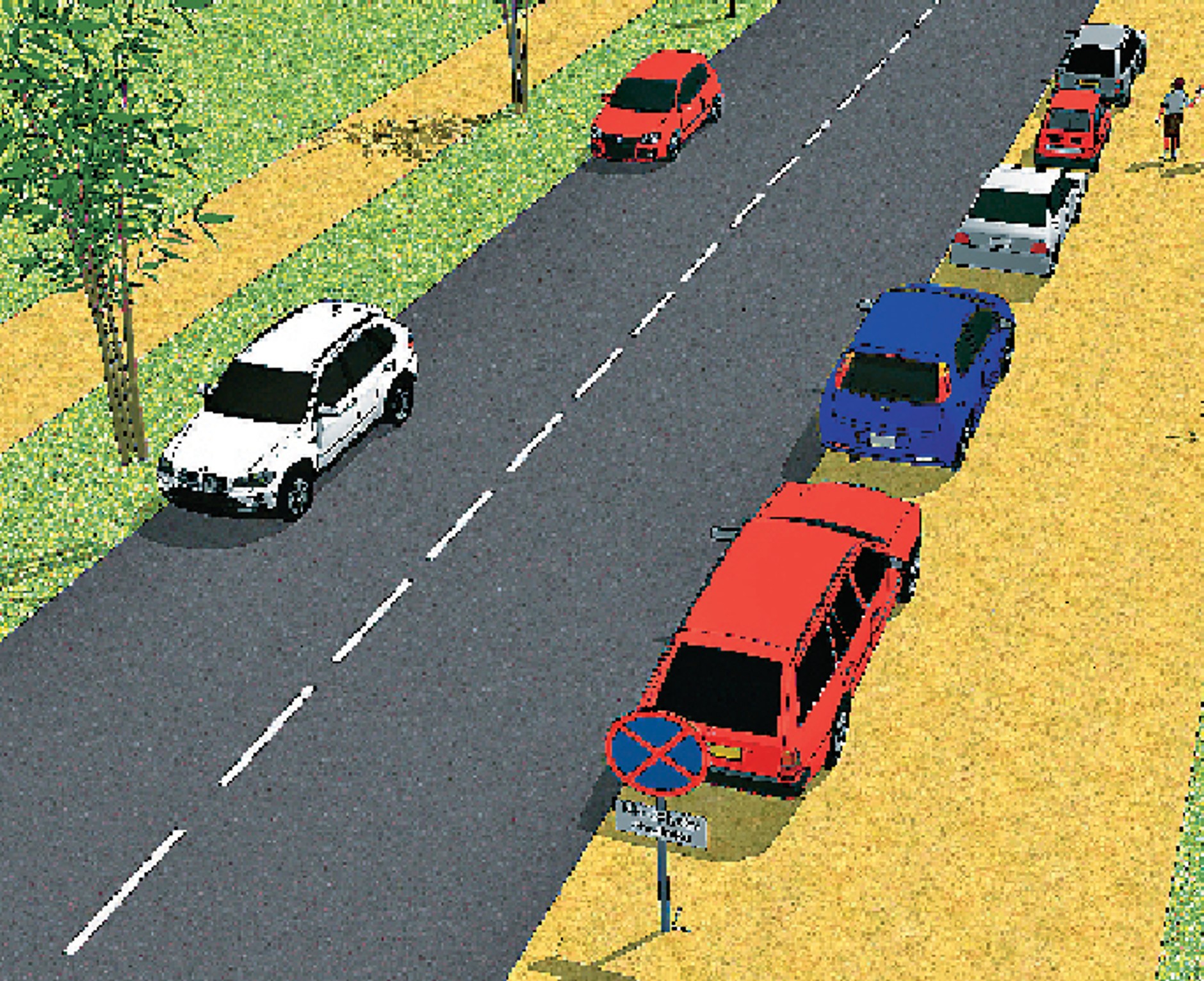 Parkowanie całego samochodu na chodniku