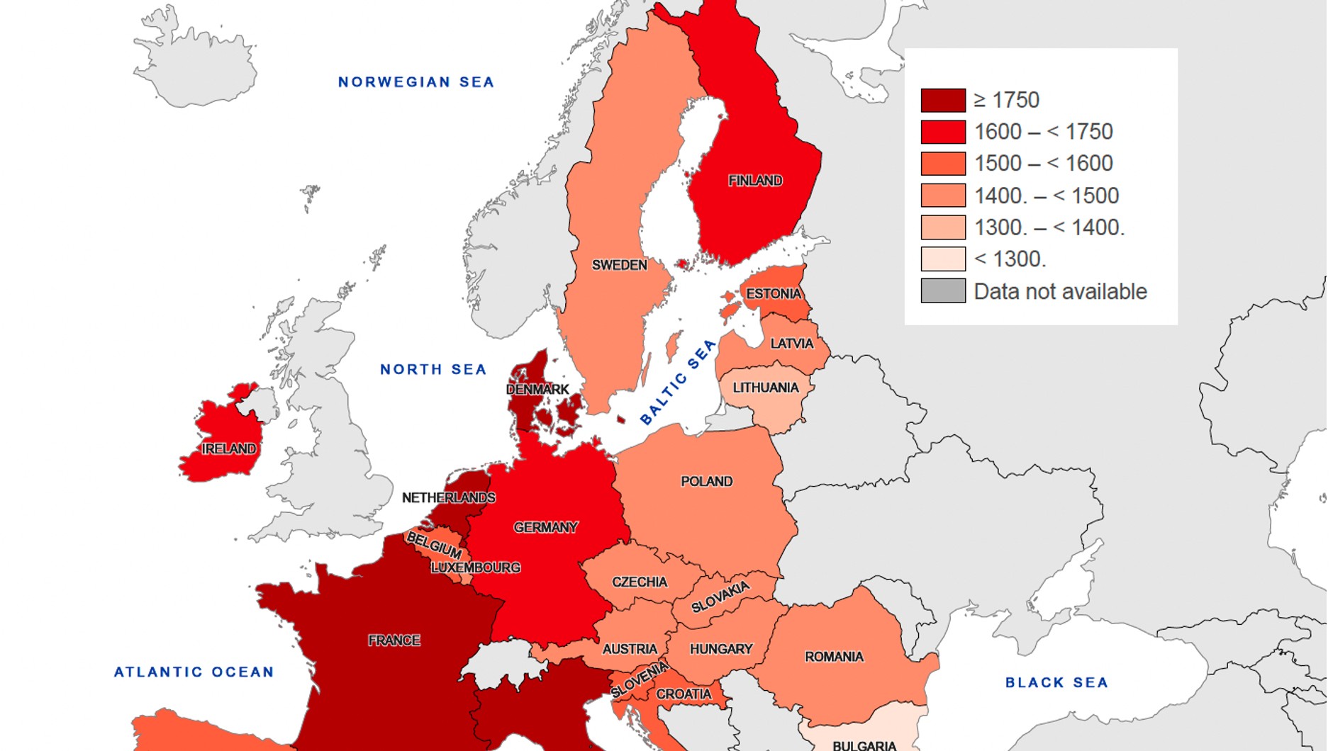 Gdzie taniej, a gdzie drożej zatankujemy w krajach UE? Im jaśniejszy kolor, tym taniej.
