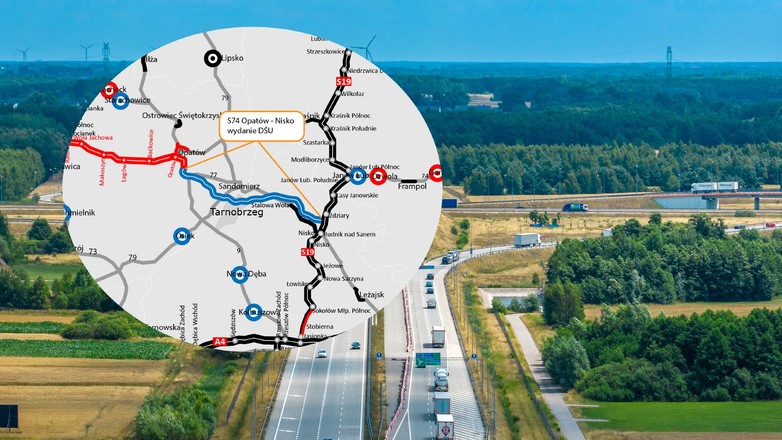 Droga S74 Opatów – Nisko na mapie