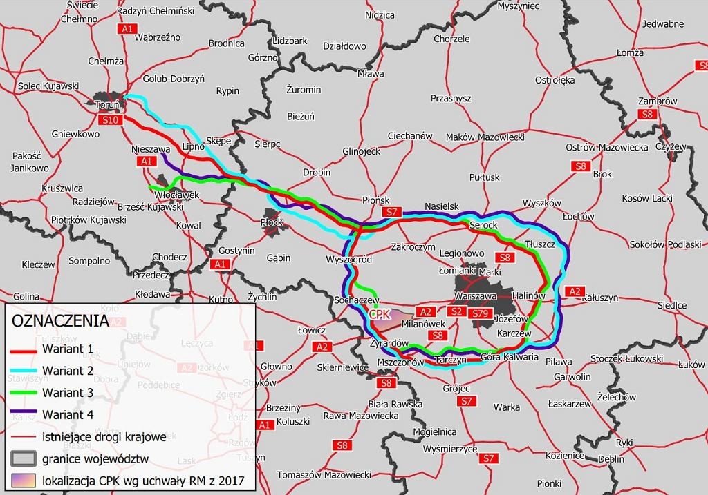 Obwodnica Aglomeracji Warszawskiej W RPBDK 2030 Przebieg Trasy 
