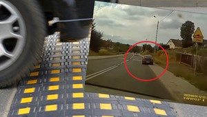 Tak omijał progi zwalniające na drodze. Słupek na środku go nie zatrzymał [WIDEO]