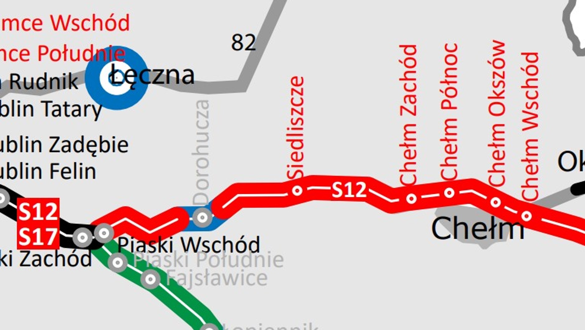 S12 Dorochucza - Chełm. Mapa