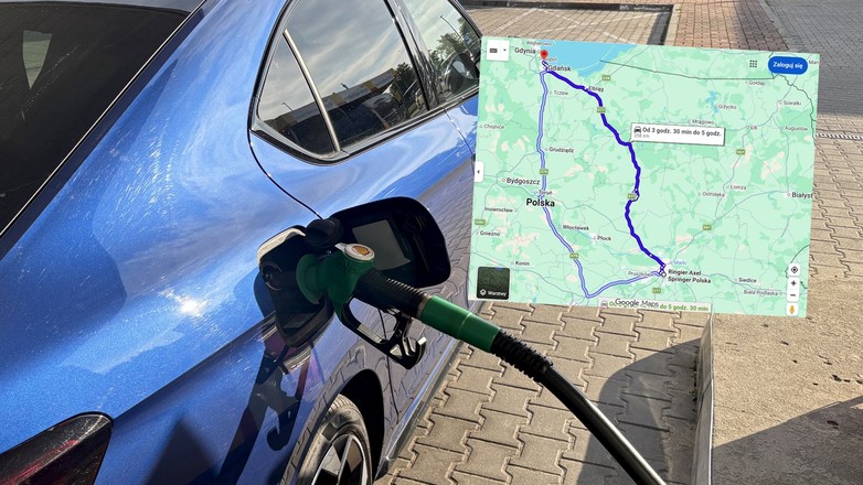 Tankowanie samochodu podczas wakacyjnej trasy