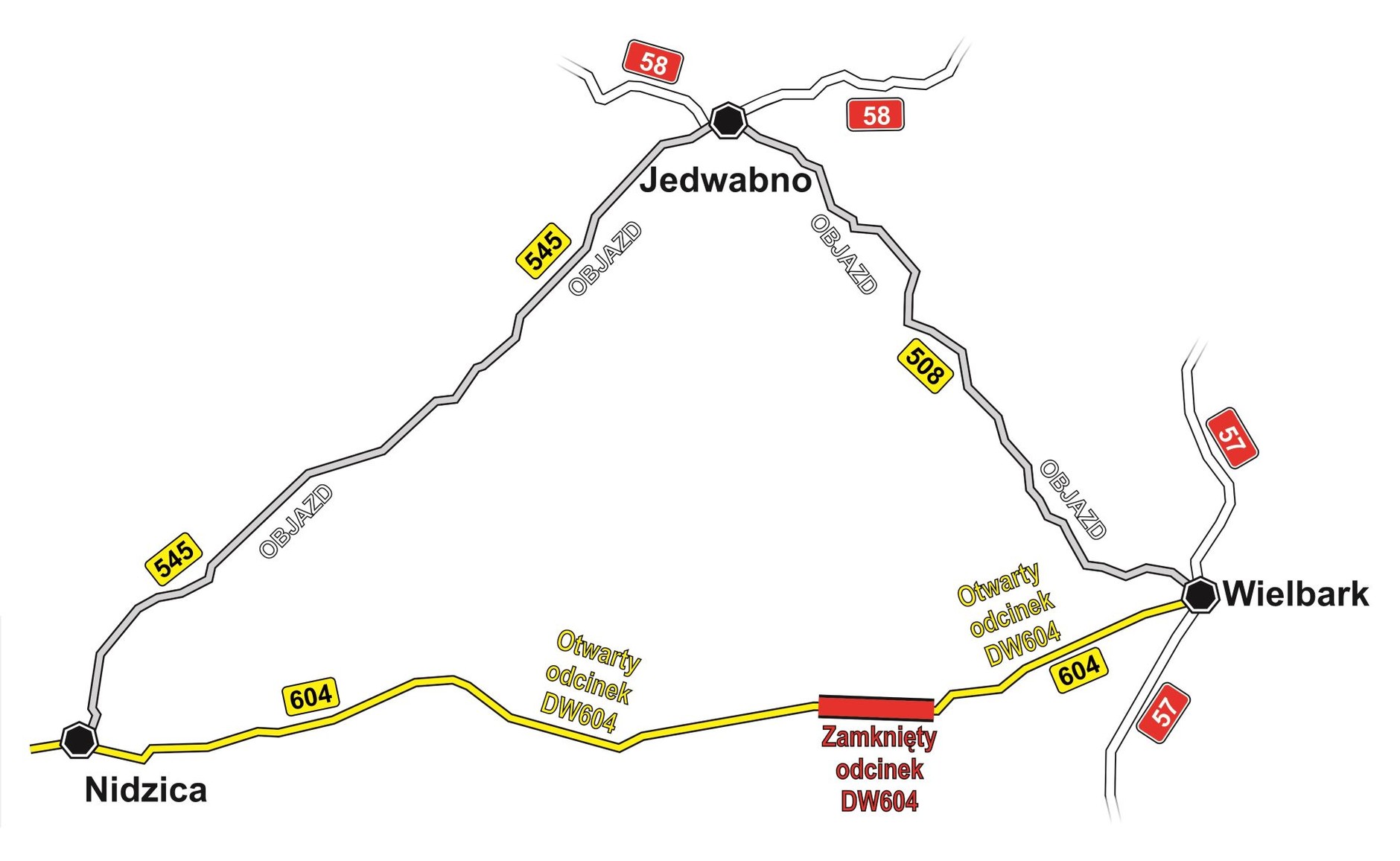 Zamknięty odcinek DW 604 na szkolenie lotnicze