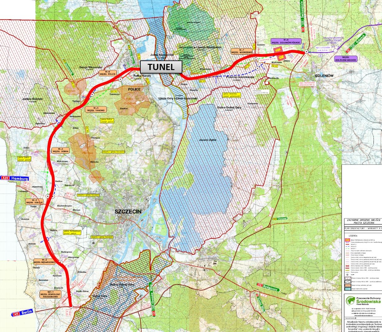 Mapa Zachodniej Obwodnicy Szczecina