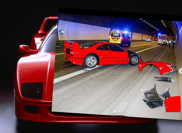 Ferrari F40 miało trafić na sprzedaż, ale zostało rozbite w tunelu
