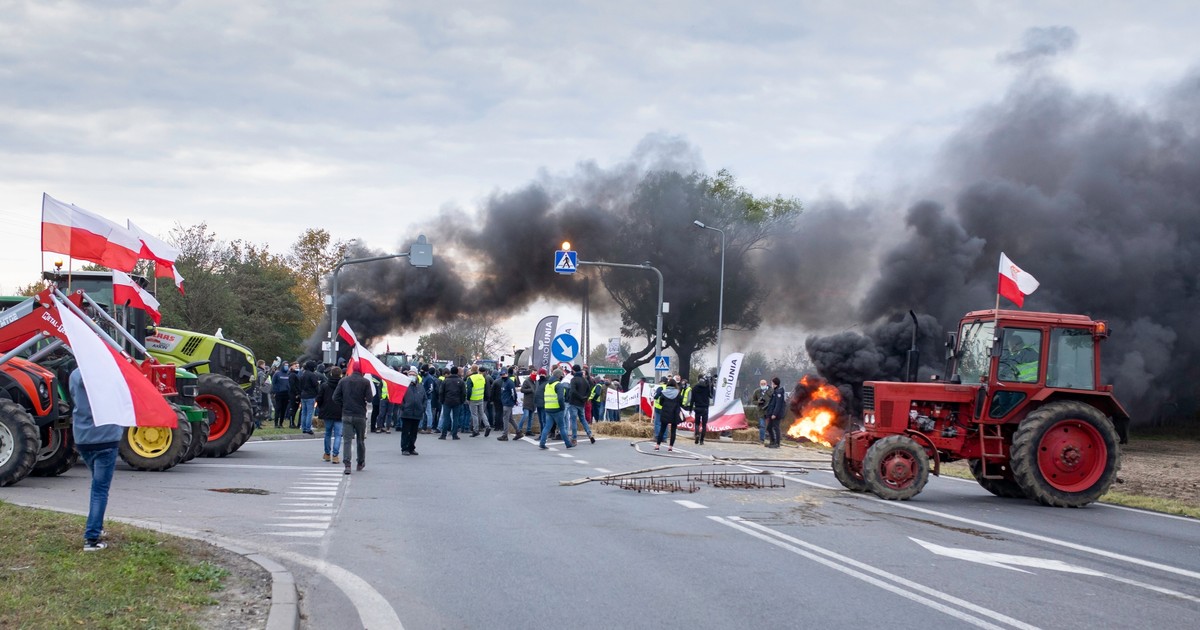 Blokada drogi przez rolników - zdjęcie z 2020 r.