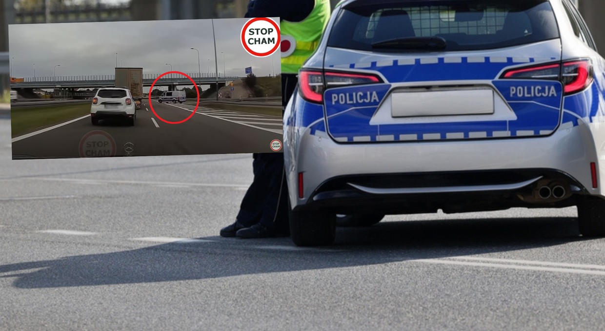 Przed TIR-a nagle wjechała policja. Kierowcy musieli zareagować [WIDEO]
