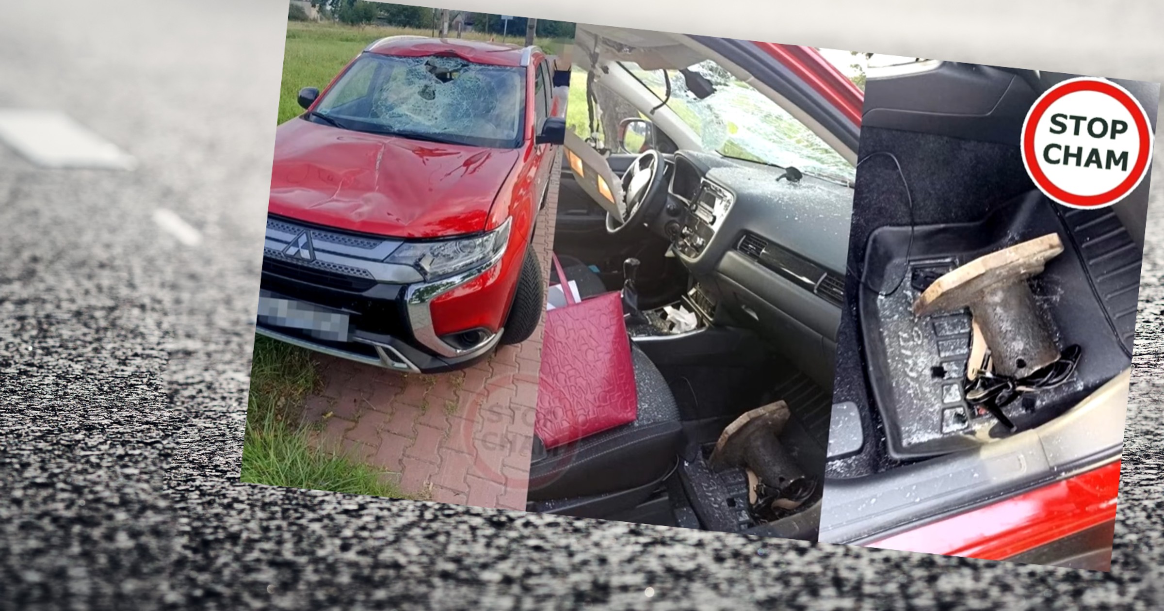 Kierująca Mitsubishi mogła mówić o szczęściu. Ucierpiał jedynie samochód