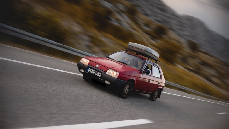 Skoda Favorit na chorwackiej autostradzie