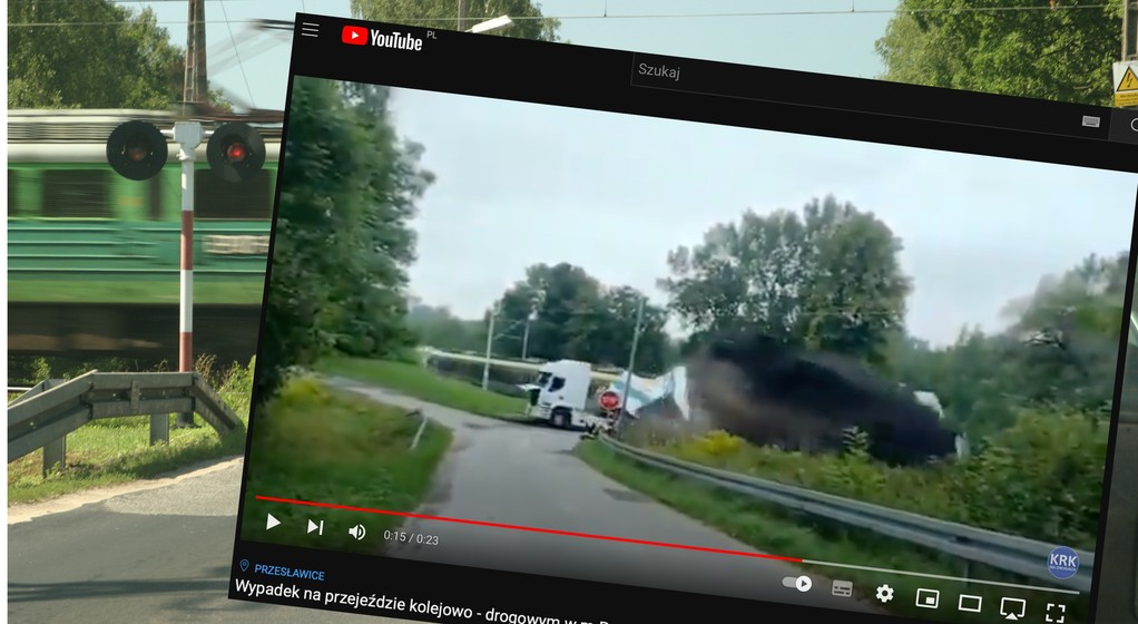 Kierowca ciężarówki wjechał na przejazd kolejowy wprost pod pociąg