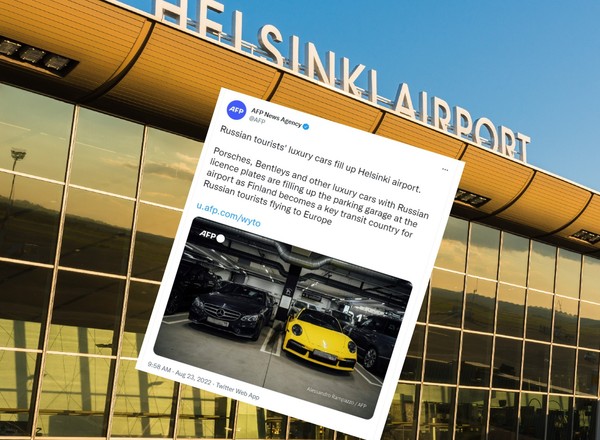 Porsche i Bentleye na lotnisku w Helsinkach. Tak rosyjscy turyści podróżują do Europy