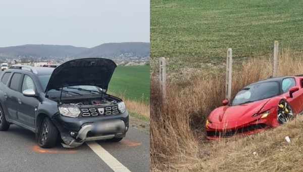 Dacia Duster zderzyła się z Ferrari SF90. "1:0" dla Dacii [Zdjęcia]