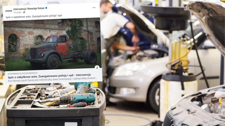Jej zabytkowy samochód zniknął u mechanika (fot. screen: Facebook/InterwencjaPolsat)