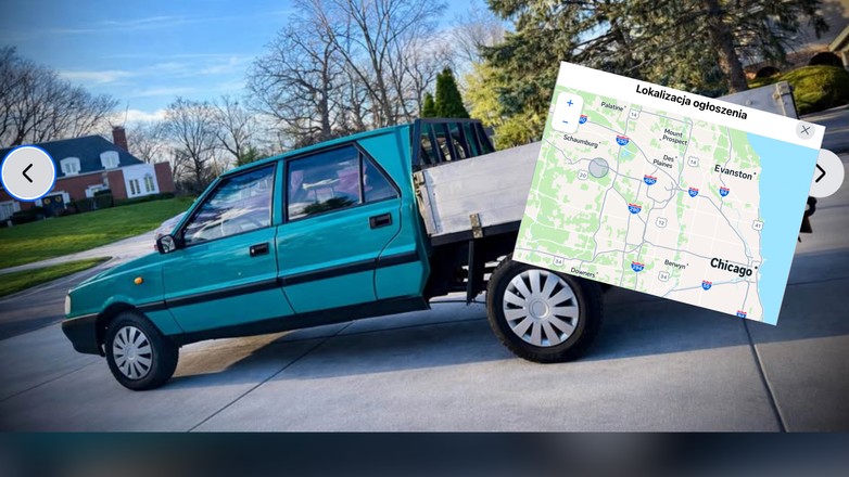 Amerykański sen: duży dom z wielkim podjazdem, a na podjeździe długi pickup w wersji double cab. Tylko dlaczego to Polonez?