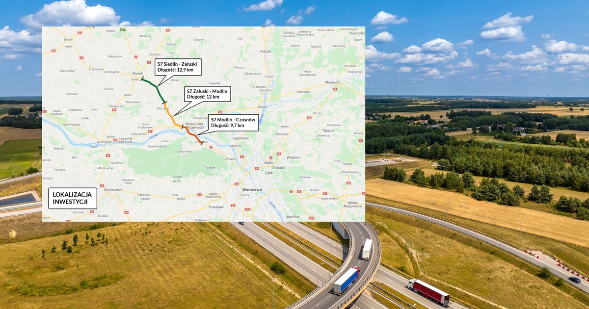 S7 na północ od Warszawy