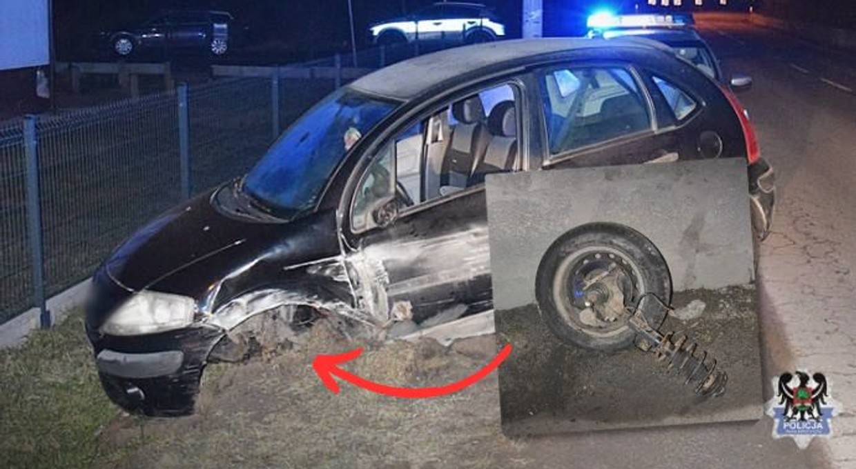 Pijany wjechał autem w mur. Takiej desperacji policjanci dawno nie widzieli