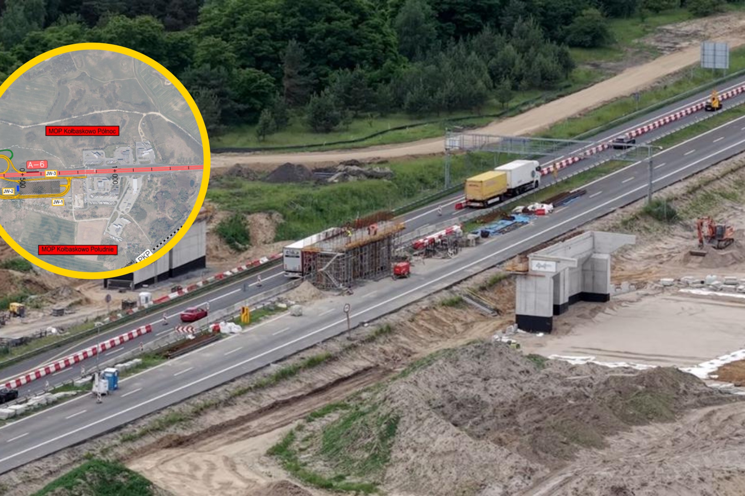 Niedaleko granicy powstaje nowa droga. Nad autostradą A6 rośnie wiadukt