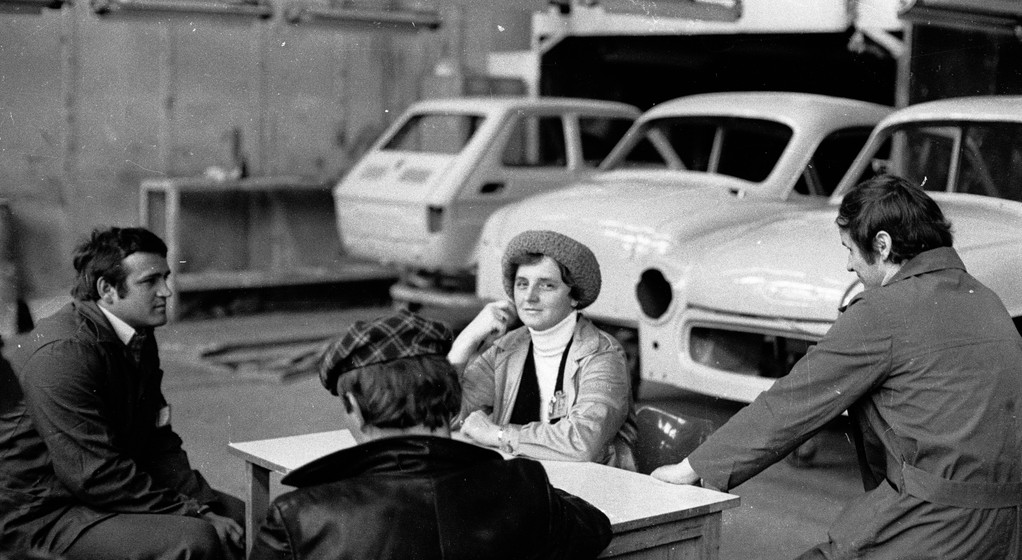 Bielsko Biała, 29.01.1981. Strajkujący pracownicy podczas strajku NSZZ Solidarność w Fabryce Samochodów Małolitrażowych w Bielsku Białej.