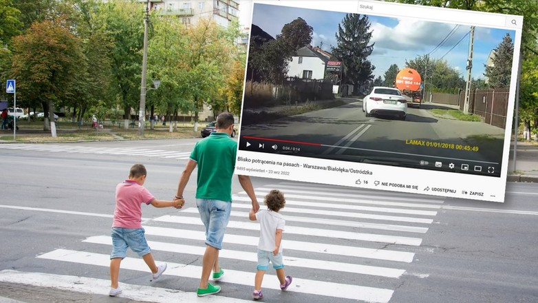 Kierowca Alfy Romeo nieomal staranował pieszych na przejściu