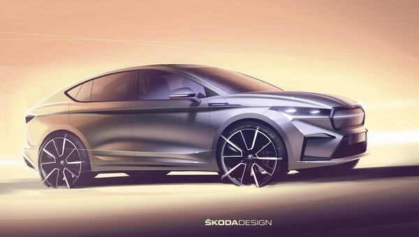 2021 ENYAQ-iV-Coupe Exterior-Press-Sket-ches FRONT BAT COUPE 2-1920x951