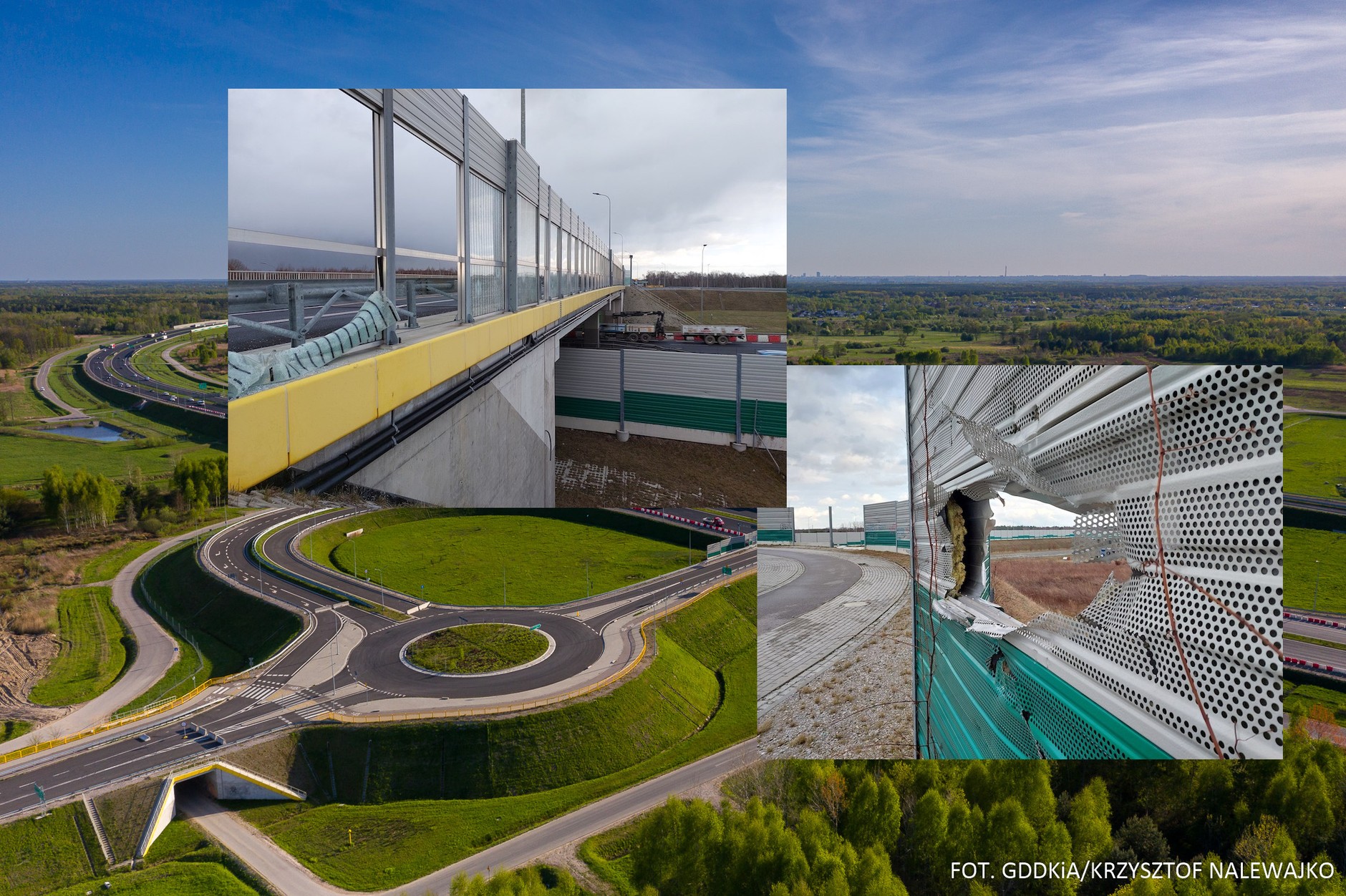 Zniszczony węzeł Wołomin na S8