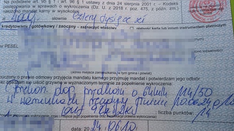 4 tys. zł mandatu za przekroczenie prędkości w warunkach recydywy