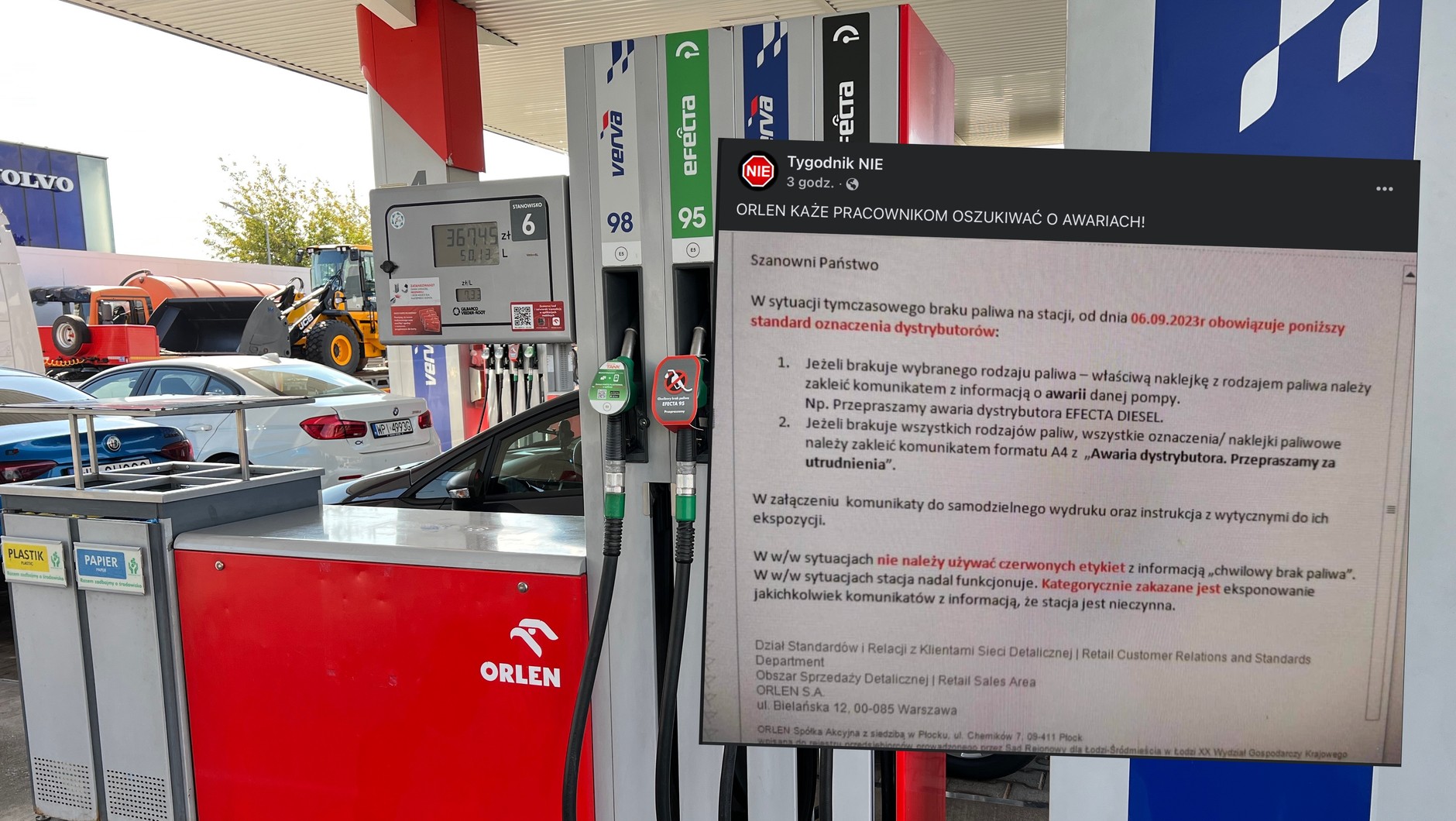 W 2023 r. Orlen instruował pracowników, jak mają komunikować informację o braku paliwa na stacjach benzynowych