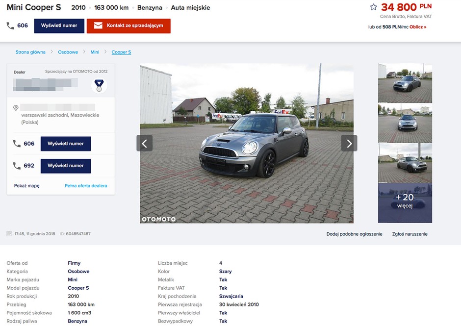 Auto z ogłoszenia - Mini Cooper S