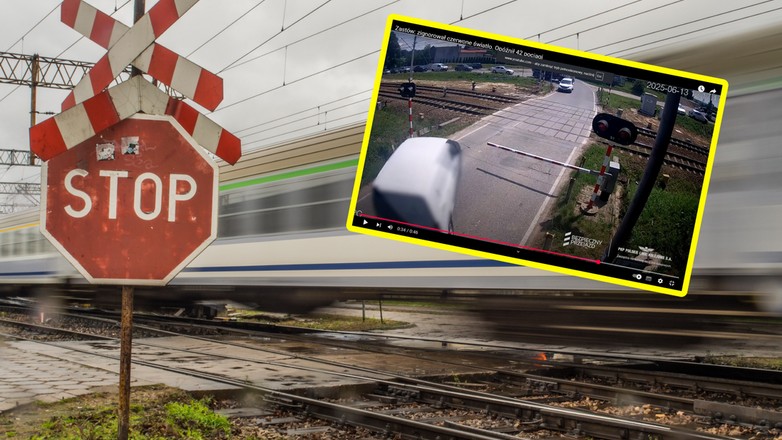 Kierowca na przejeździe kolejowym