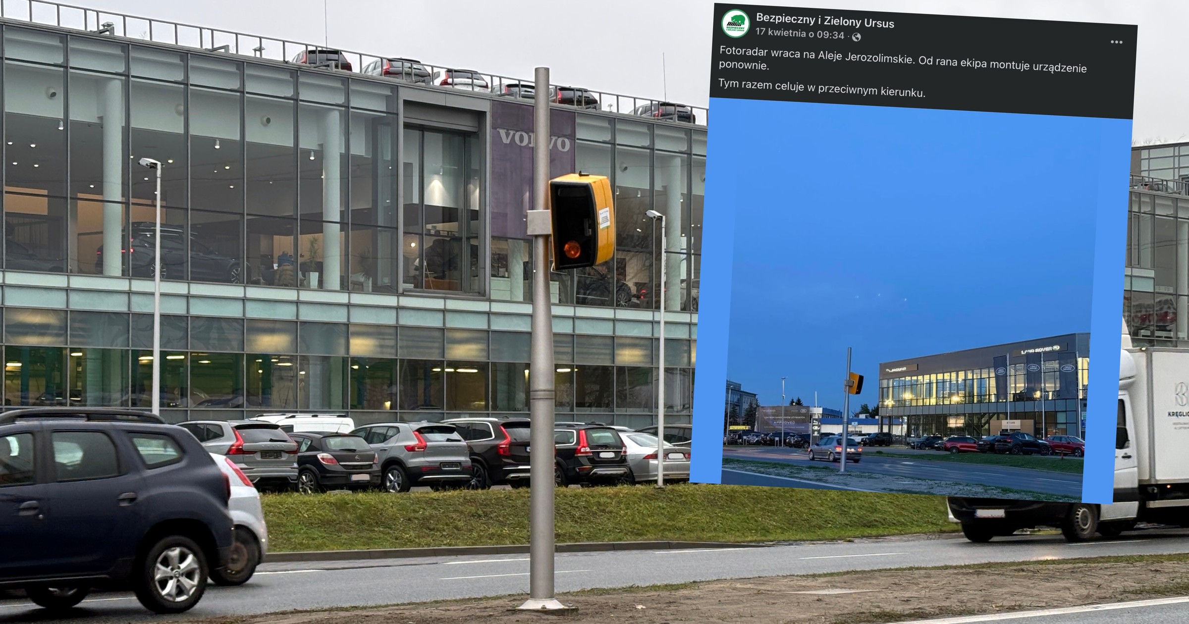 Fotoradar TraffiStar SR390 ustawiony w Al. Jerozolimskich ponownie działa