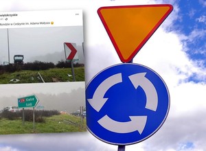 Na "rondzie Adama Małysza" znowu wylądował kierowca. To kolejna kolizja w tym miejscu
