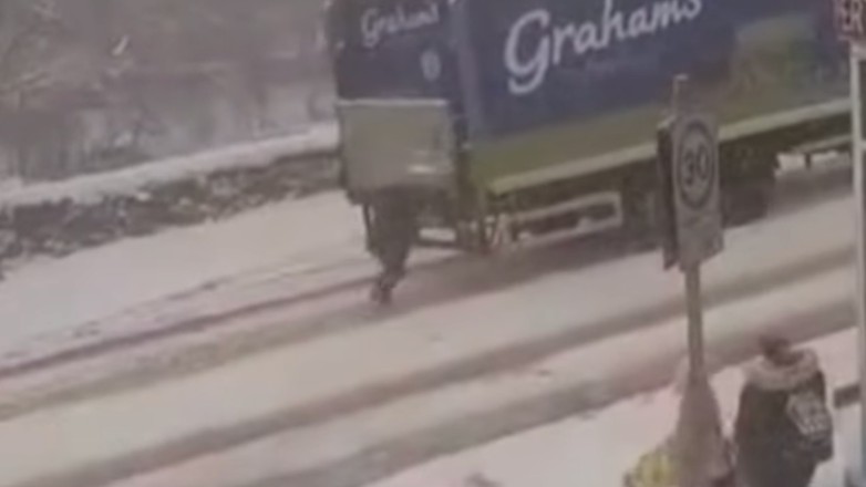 Pomogła ślizgającej się ciężarówce. Firma odwdzięczyła się... nabiałem