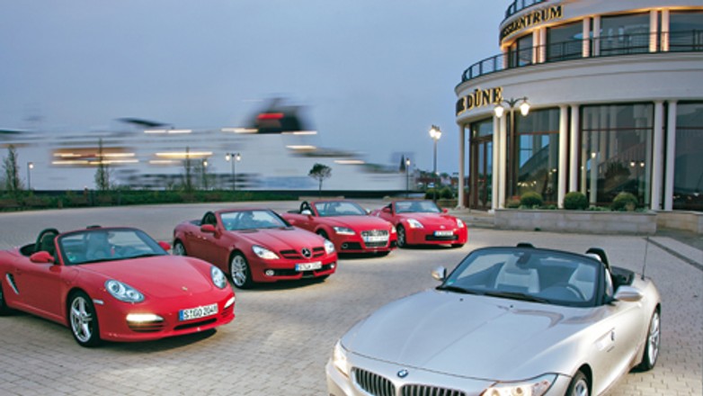 Kwintet na 1451 koni mechanicznych - BMW Z4 kontra Audi TTS, Mercedes SLK, Nissan 350Z i Porsche Boxster