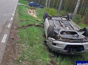 Przed maskę wyskoczyła mu sarna. Nie opanował auta z przyczepką