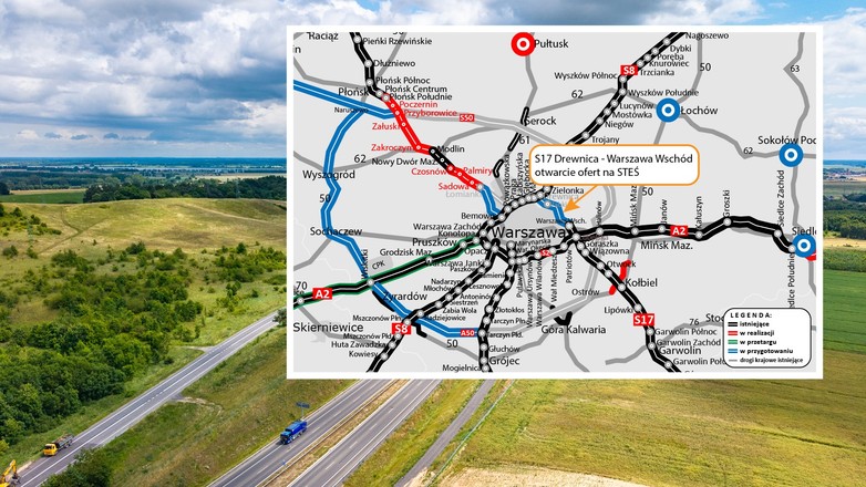 Droga S17 Wschodnia Obwodnica Warszawy - mapa