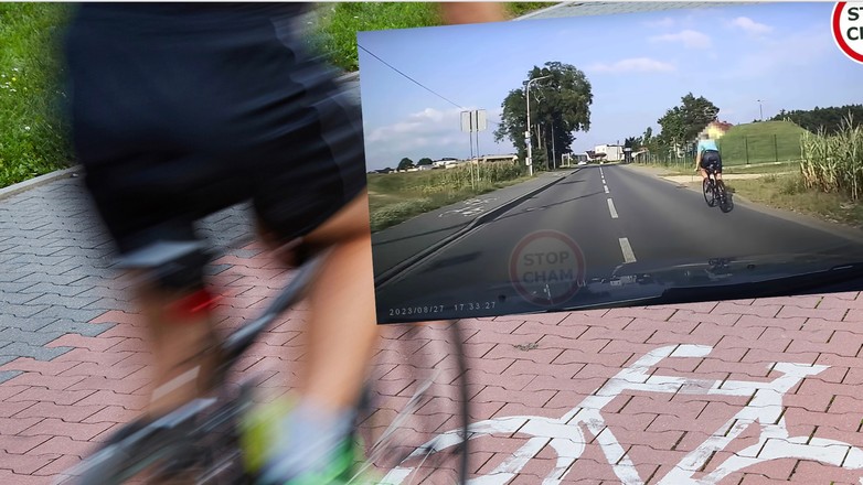 Rowerzysta na jezdni