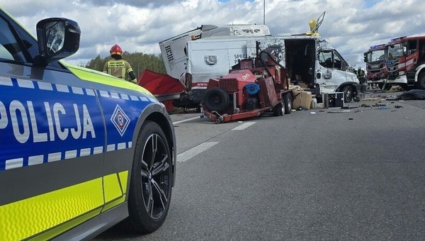 Wypadek na A1 w Mykanowie