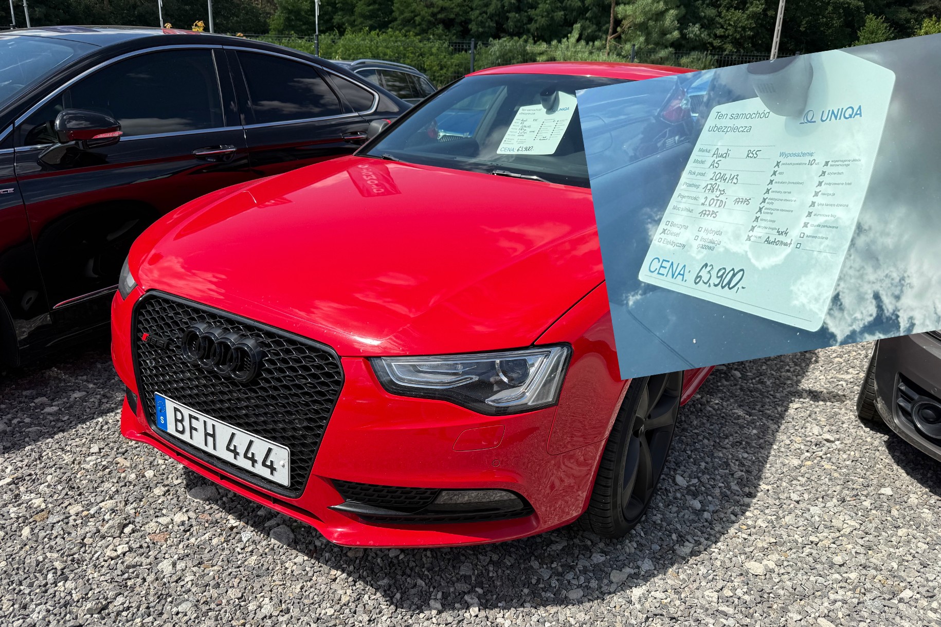 Audi z 2014 r. okazało się nieco starsze. no i nie jest to żadne Audi RS5, tylko zwykłe A5 w "tedeiku"