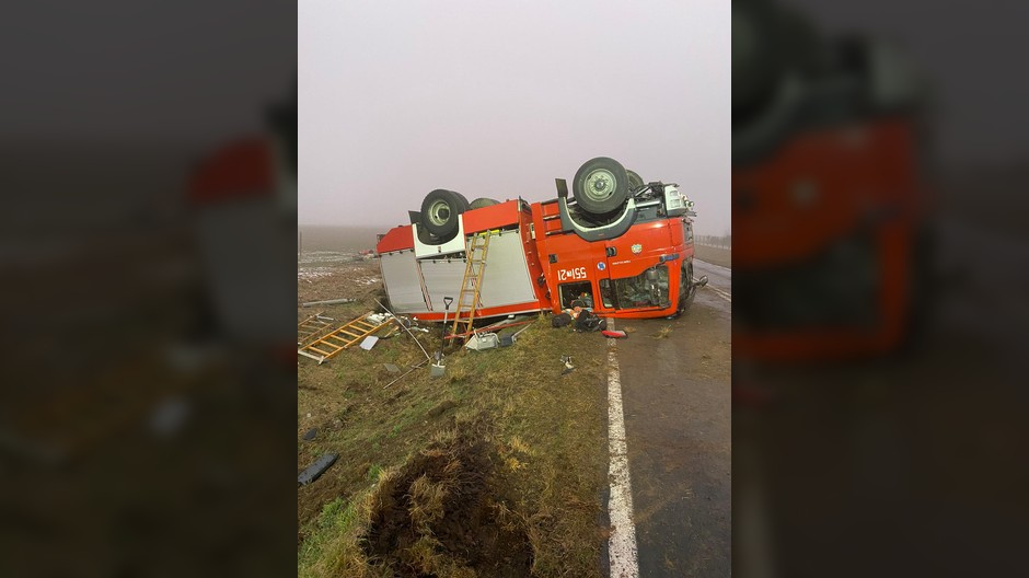 Wypadek samochodu pożarniczego PSP