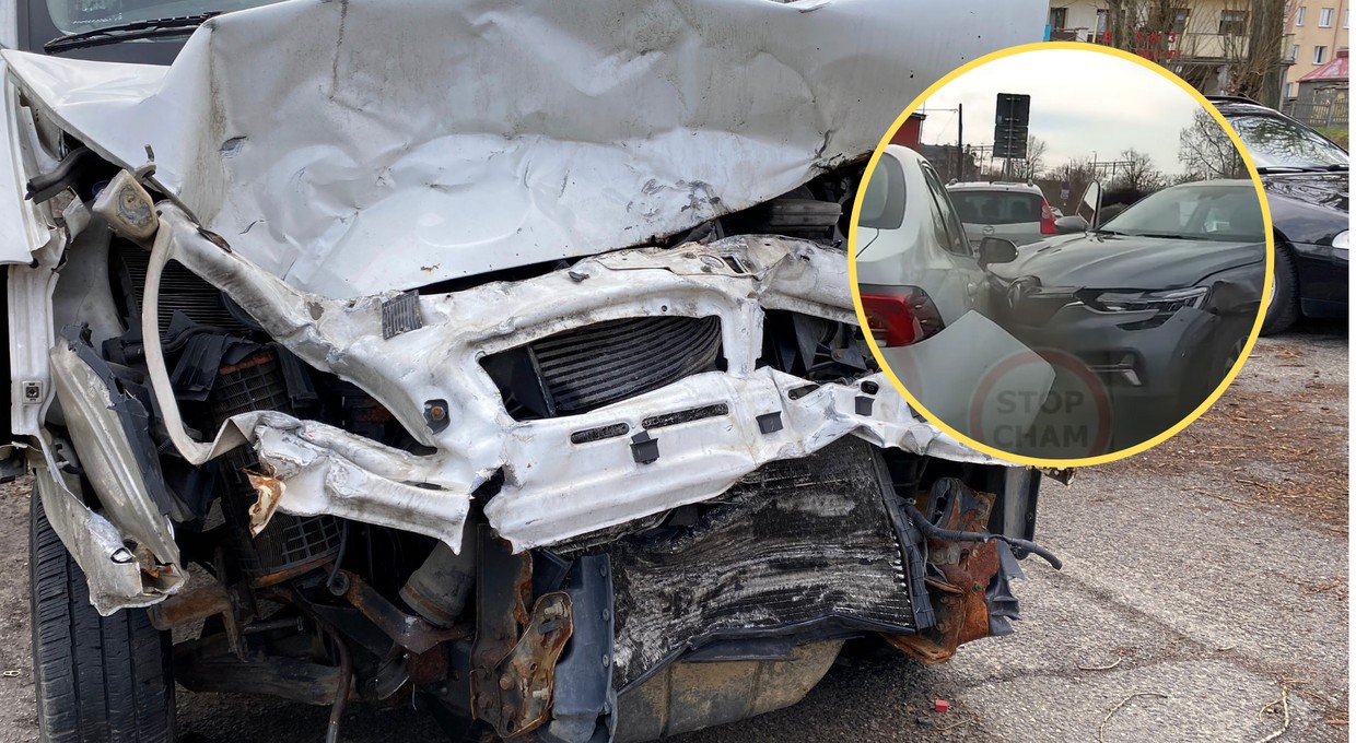 Autem na minuty uszkodził cztery samochody i uciekł. Nie sądził, że wszystko się nagrało [WIDEO]