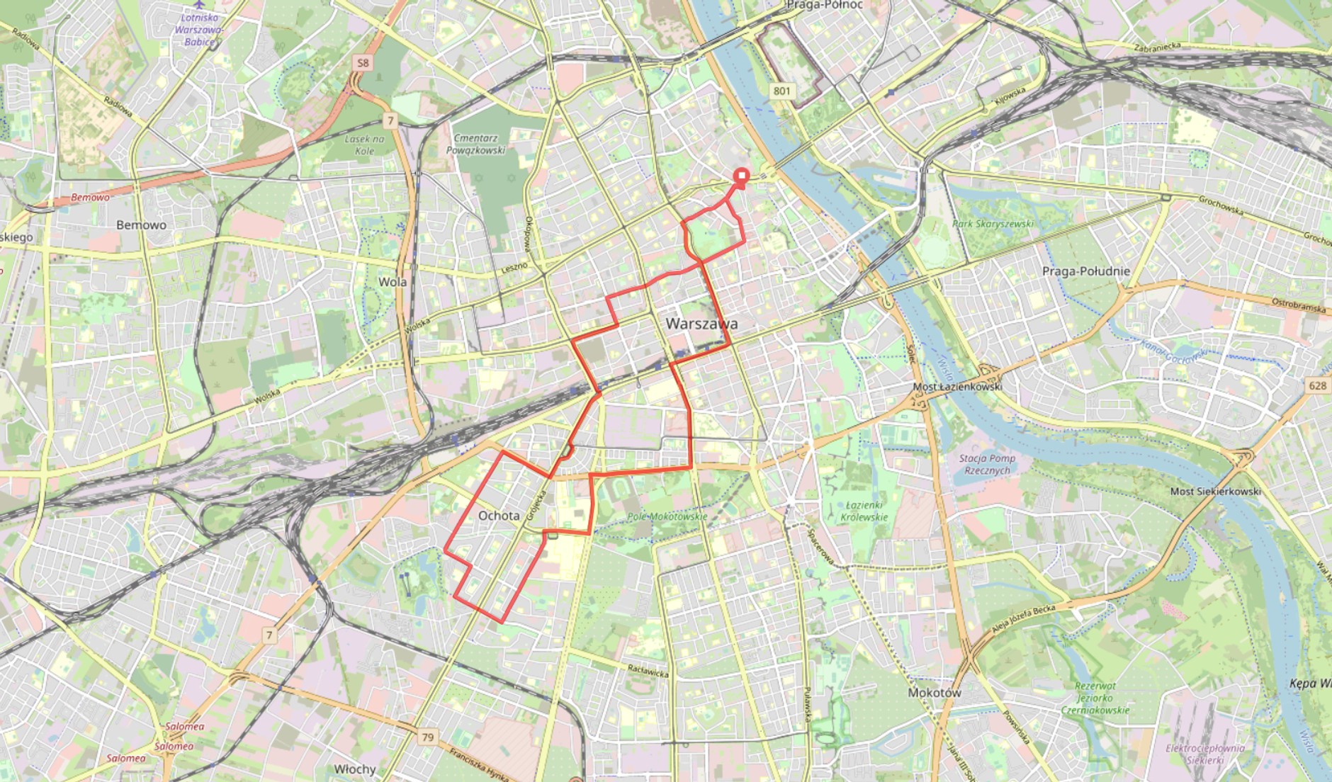 Masa Krytyczna – mapa piątkowego przejazdu rowerzystów.
