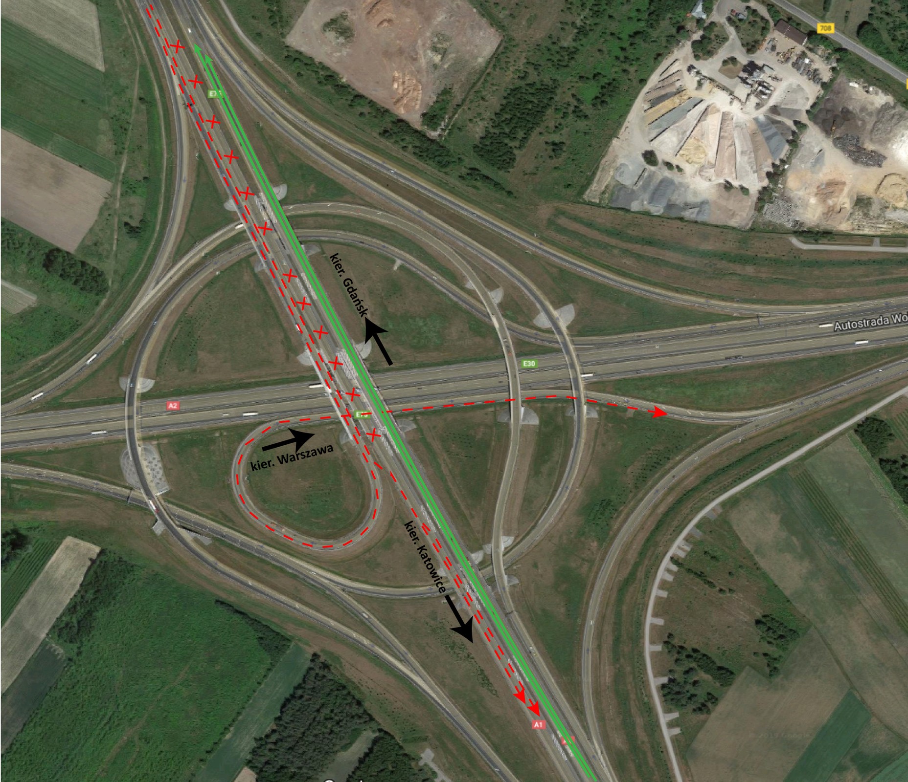 Uwaga: Popękał wiadukt na węźle autostrady A1 pod Łodzią. Od dziś nowa organizacja ruchu