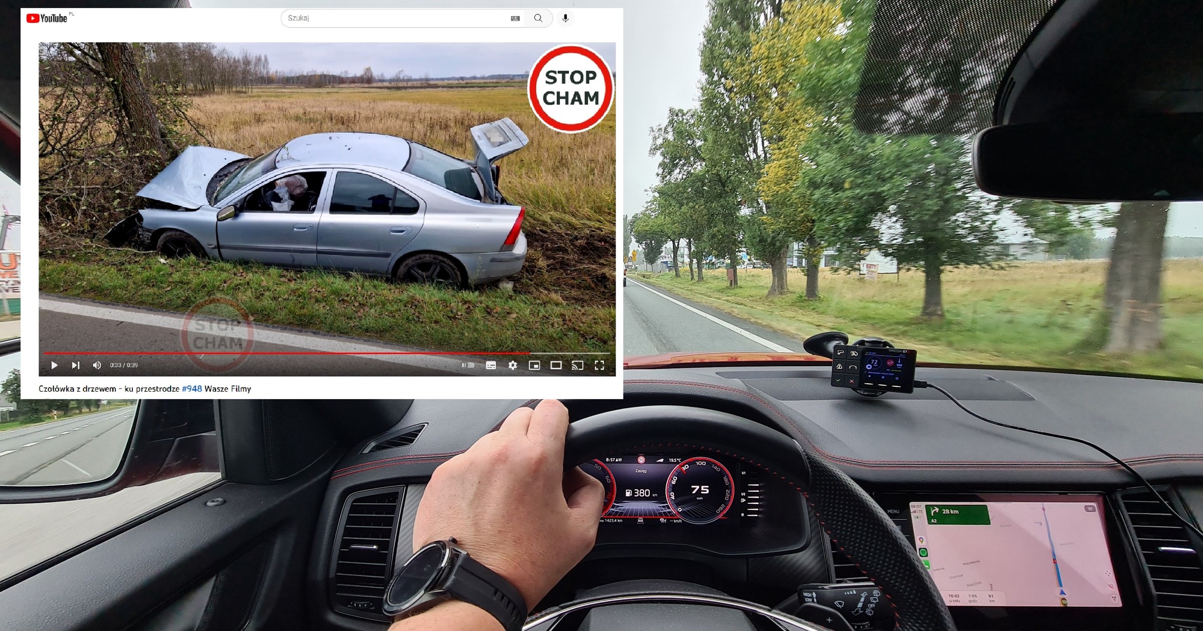 Wypadek Skupił się na radiu a nie na drodze