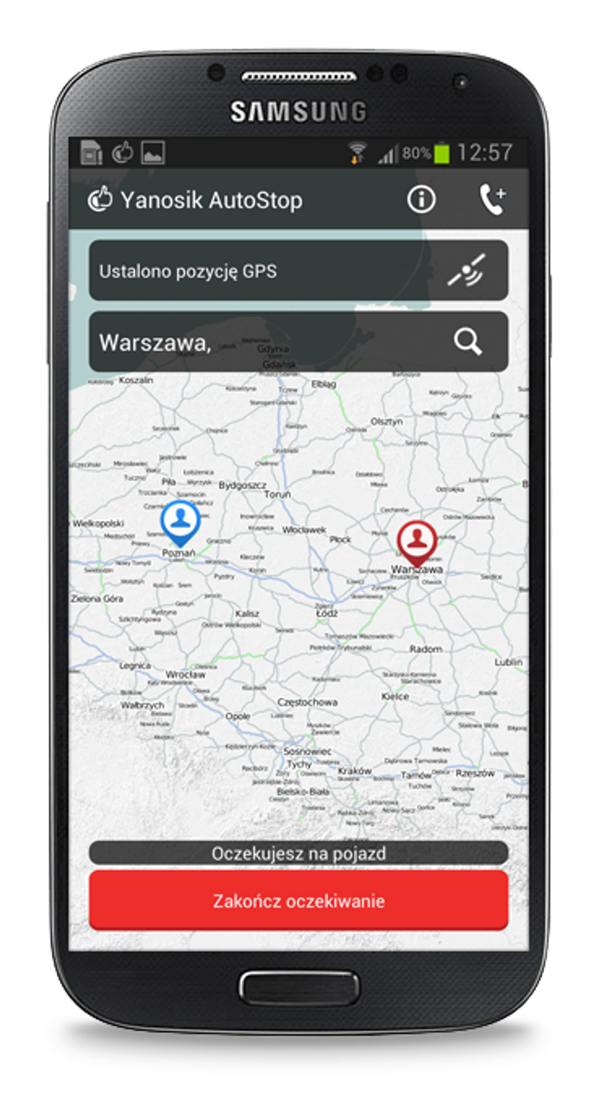 Yanosik Autostop: wystarczy wpisać w aplikacji cel i wysłać zgłoszenie