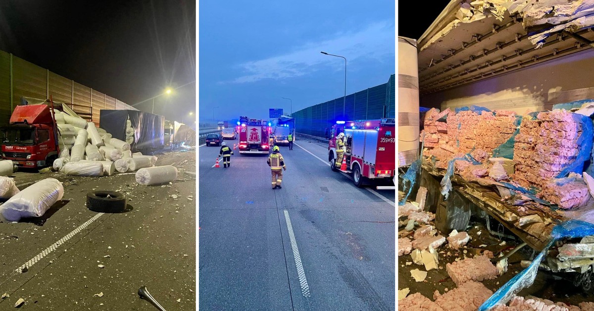 Wypadek na autostradzie A1. Zderzyły się cztery ciężarówki