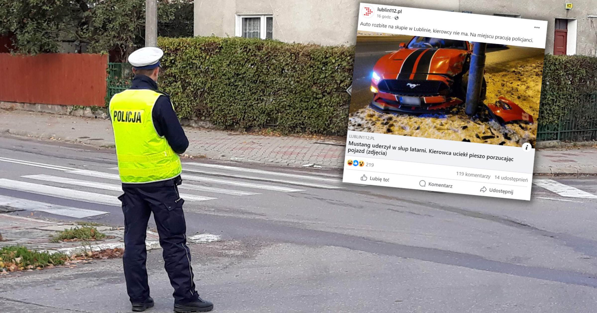 Auto było bez kierowcy (Screen: Facebook/lublin112.pl)