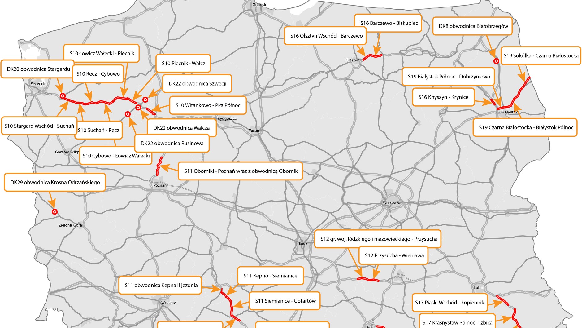 Nowe drogi w Polsce 2024 r.