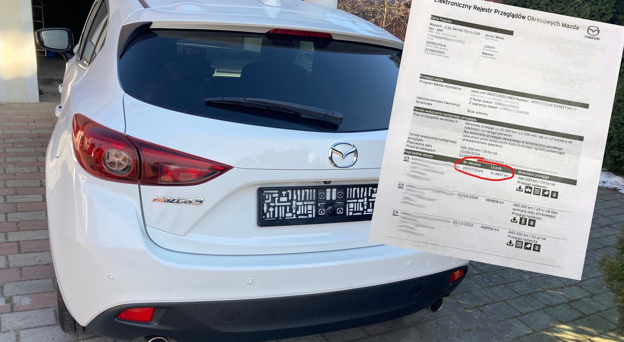 Handlarze widma i przekręcony licznik. Pan Mirosław kupił Mazdę 3 z Płocka "odmłodzoną" o ponad 330 tys. km