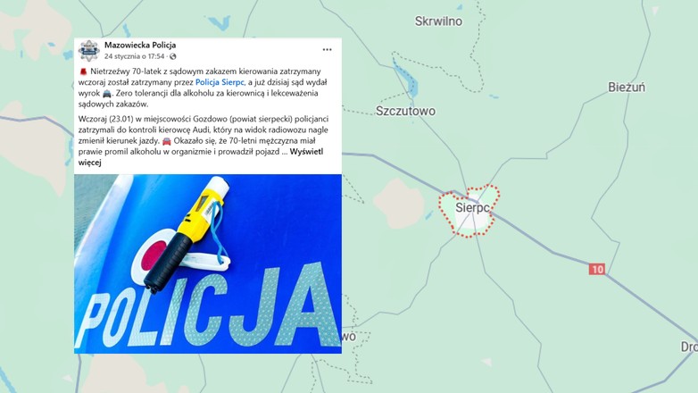 Zobaczył policjantów i zmienił kierunek jazdy. Miał sporo na sumieniu (fot. screen: facebook.com/mazowieckapolicja)